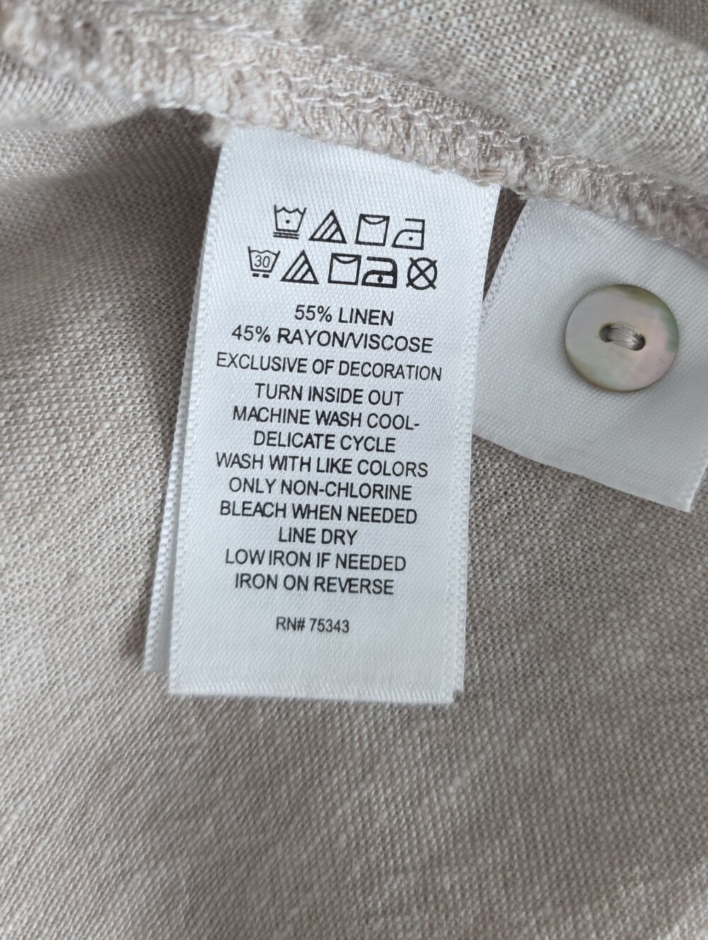 Joie Linen Blend Shirt Dress Beige Long Sleeve With Pockets Size Large - Picture 9 of 9